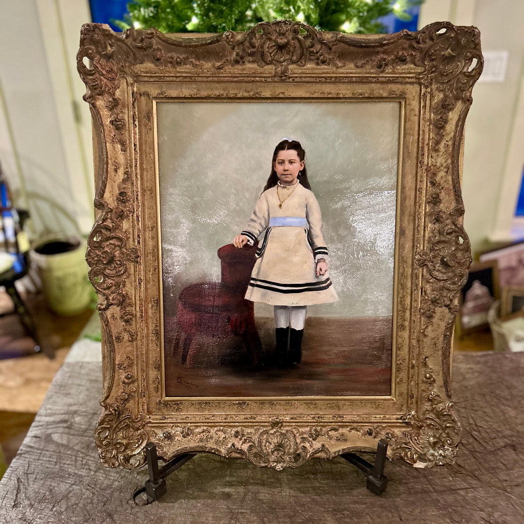 Antique Portrait of an Edwardian Girl — Signed and Dated 1903