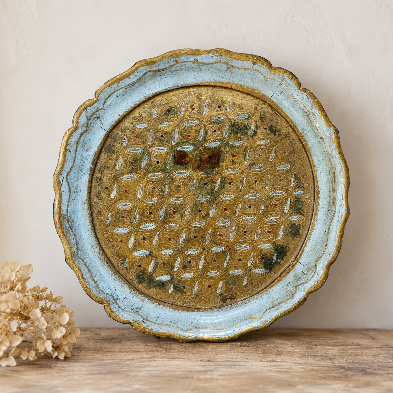 Vintage Italian Florentine Gilt Wooden Tray – 10”