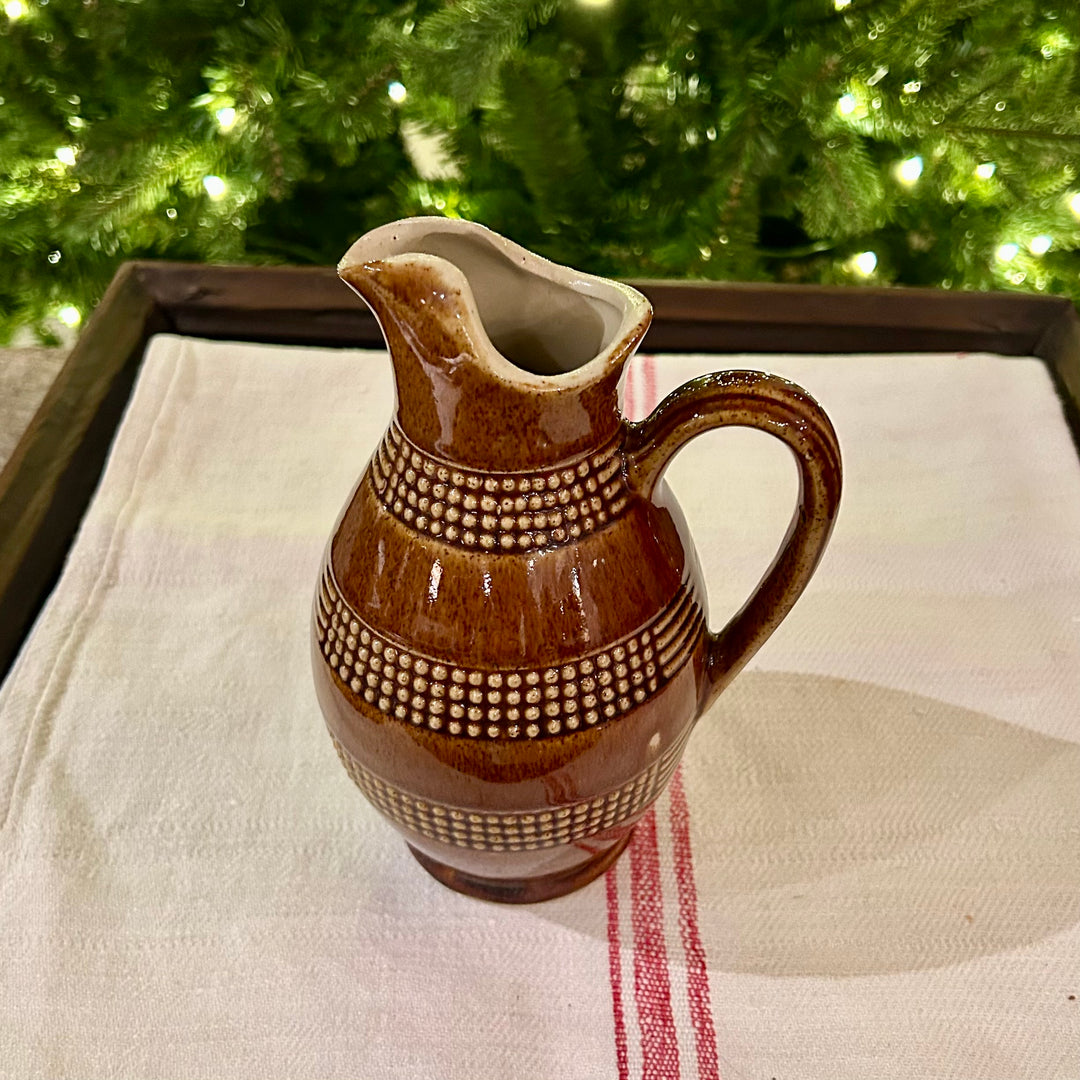 Vintage Beaded-Band English Stoneware Jug