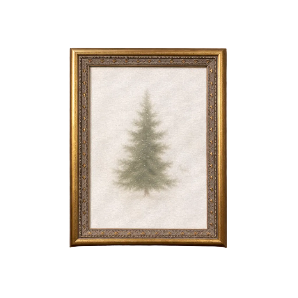 Frosty Pine | Antique Inspired Brass Mould Framed Art