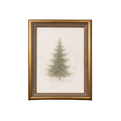 Frosty Pine | Antique Inspired Brass Mould Framed Art