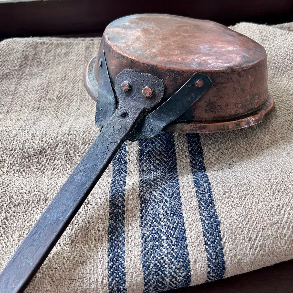 Antique French Copper Saucepan with Forged Iron Handle
Circa 1880–1920