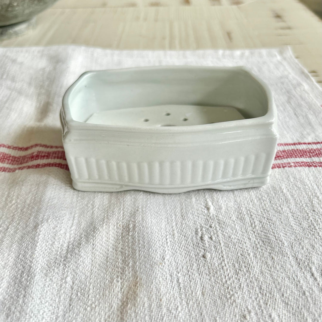 Antique English Ironstone Butter Dish with Drainer