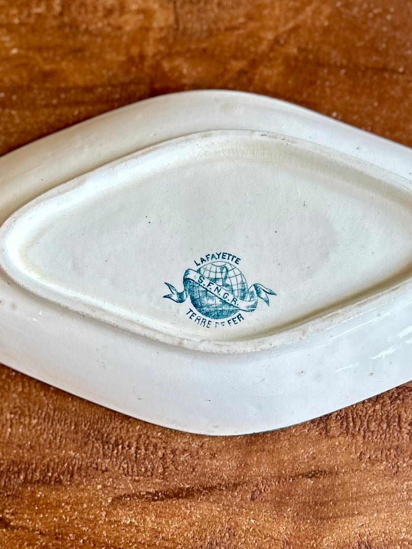 Antique French Ironstone Dish – “Lafayette” Terre de Fer                (c. 1880-1920)
