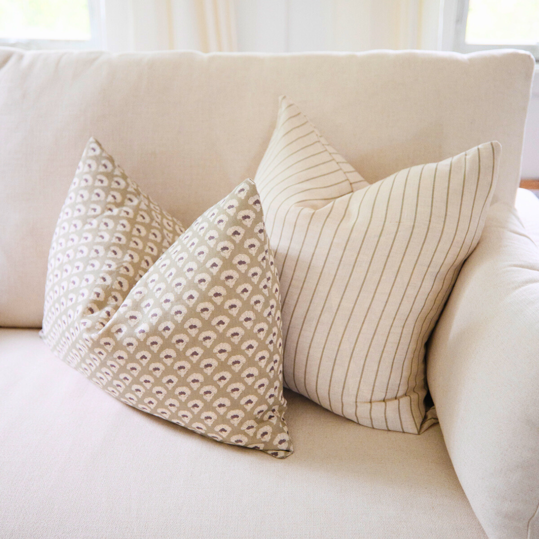 Signature Linen Olive Prairie Bud Pillow Cover