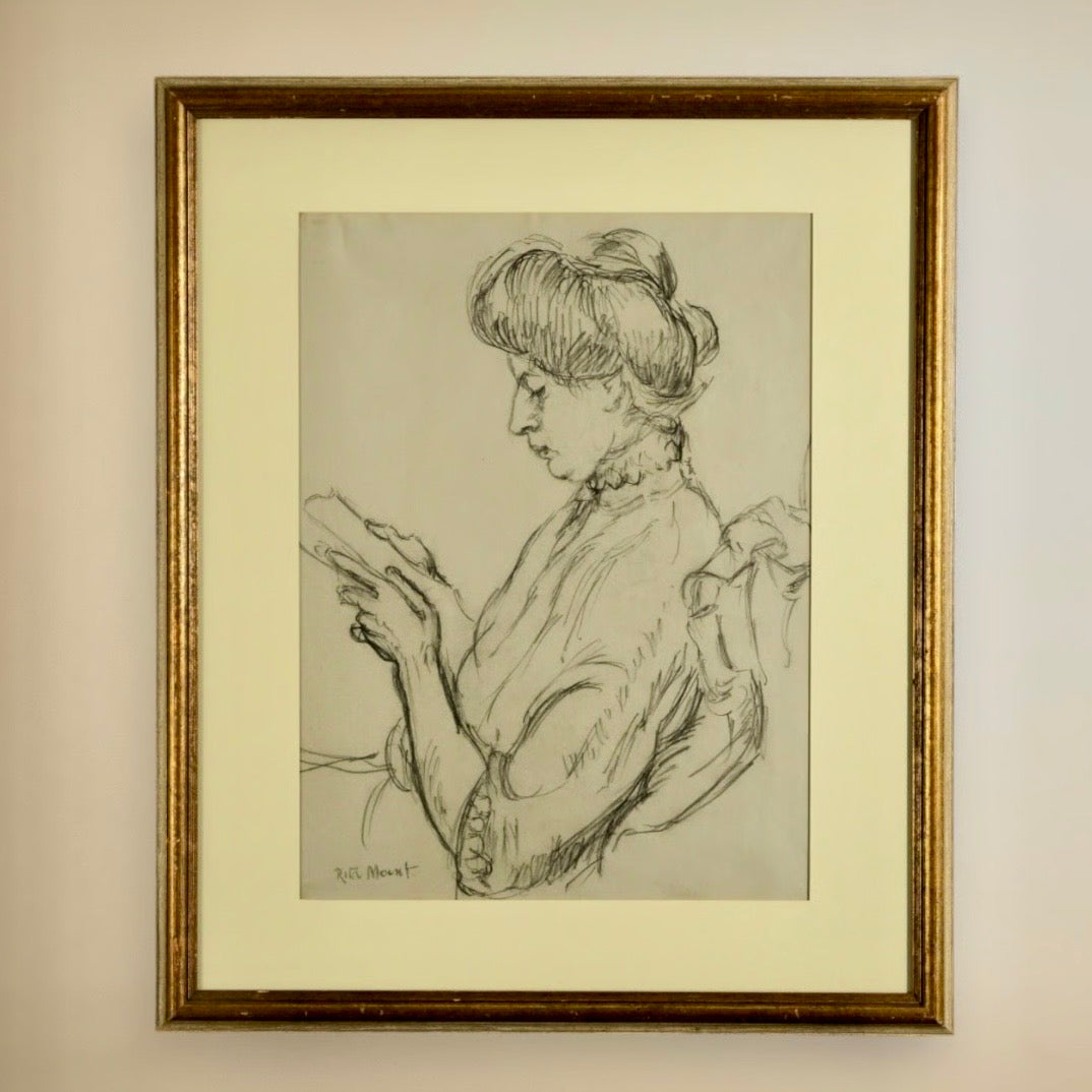 Rita Mount (1888–1967)
Untitled: Woman Reading (Floral Study on Verso)
Graphite on paper, signed lower left
