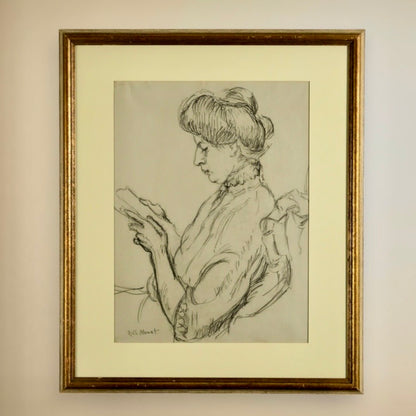 Rita Mount (1888–1967)
Untitled: Woman Reading (Floral Study on Verso)
Graphite on paper, signed lower left