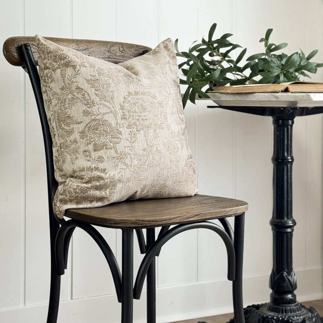 Charlotte | Beige natural woven floral pillow