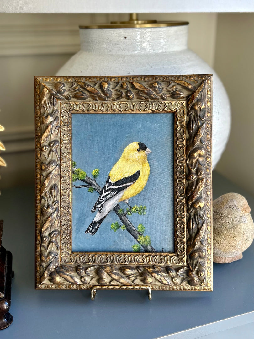 Golden song - framed original 6x8”