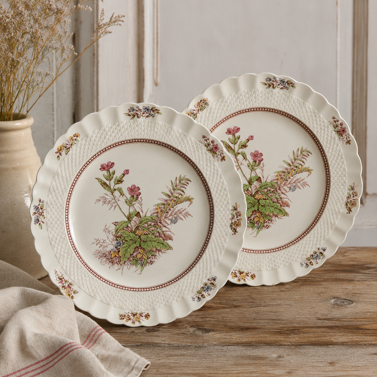 Pair of Vintage Copeland Spode “Rosalie” English Dinner Plates – 10.5”