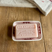 Antique French Ironstone Soap Dish – Sarreguemines (Burgundy Transferware)