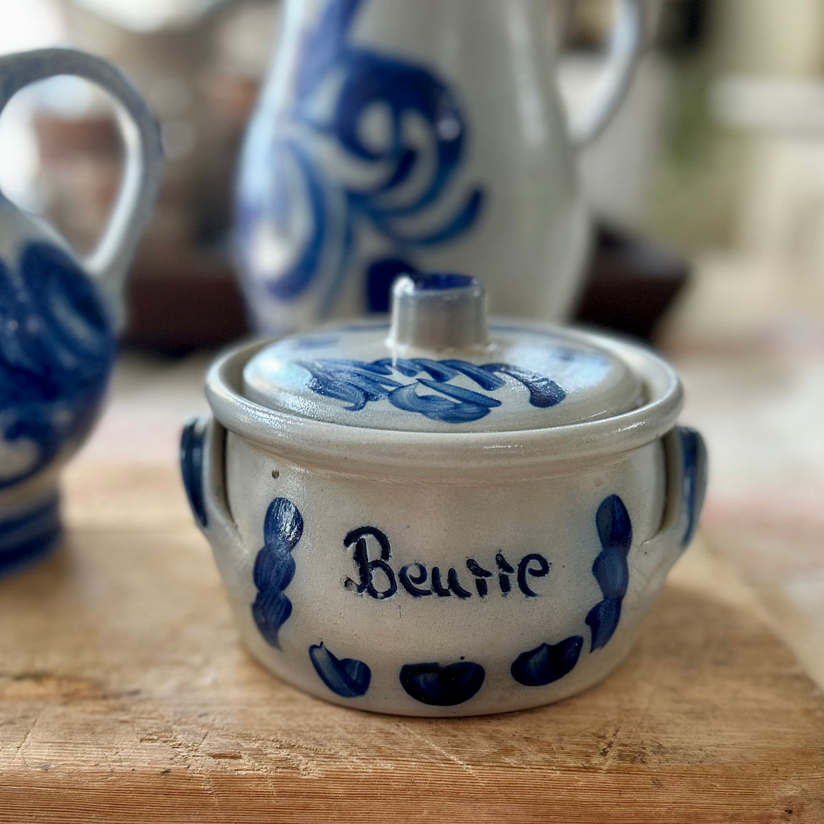 Vintage Alsace Stoneware “Beurre” Pot