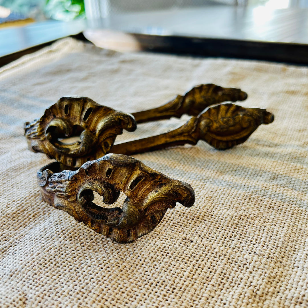 Antique French Gilt Brass Wall Hook — Pair