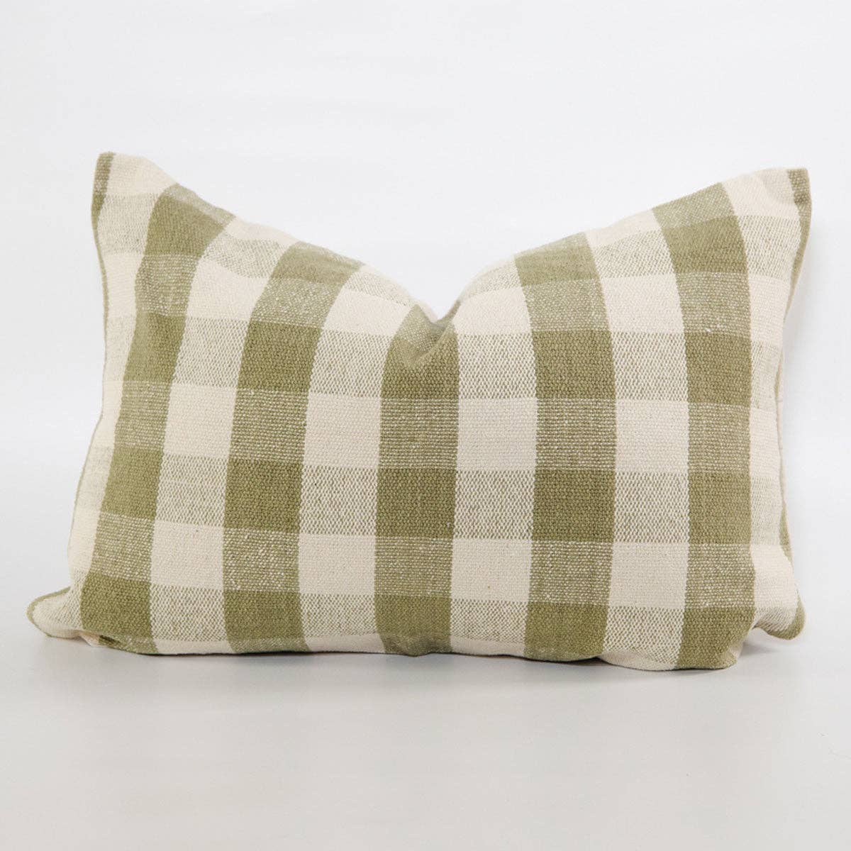 Signature Woven Olive Green Gingham Pillow Cover