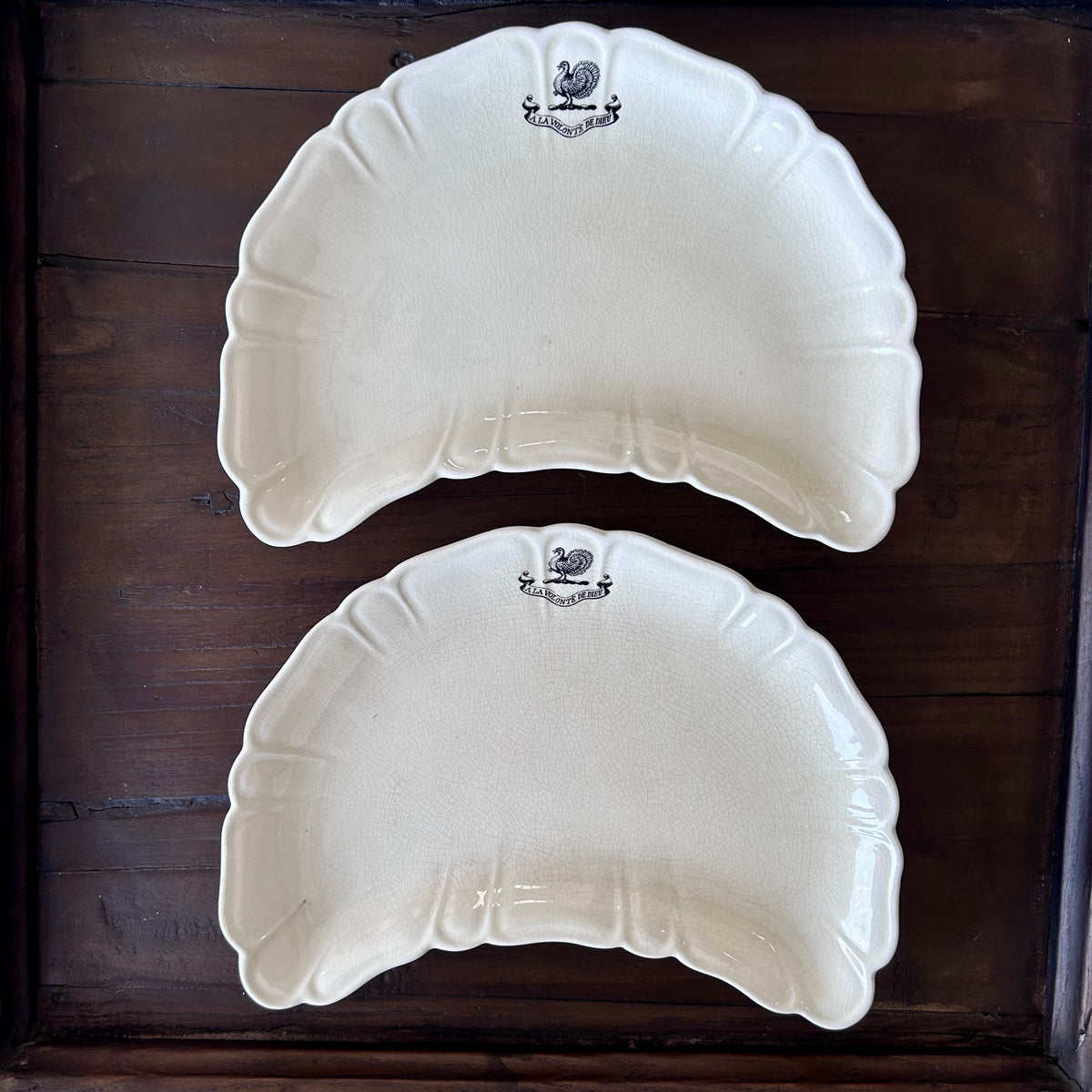 Antique English Parisian Ivory serving Dishes – Set of Two