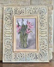 Set of Two Floral Still Life in Ornate Carved Frames