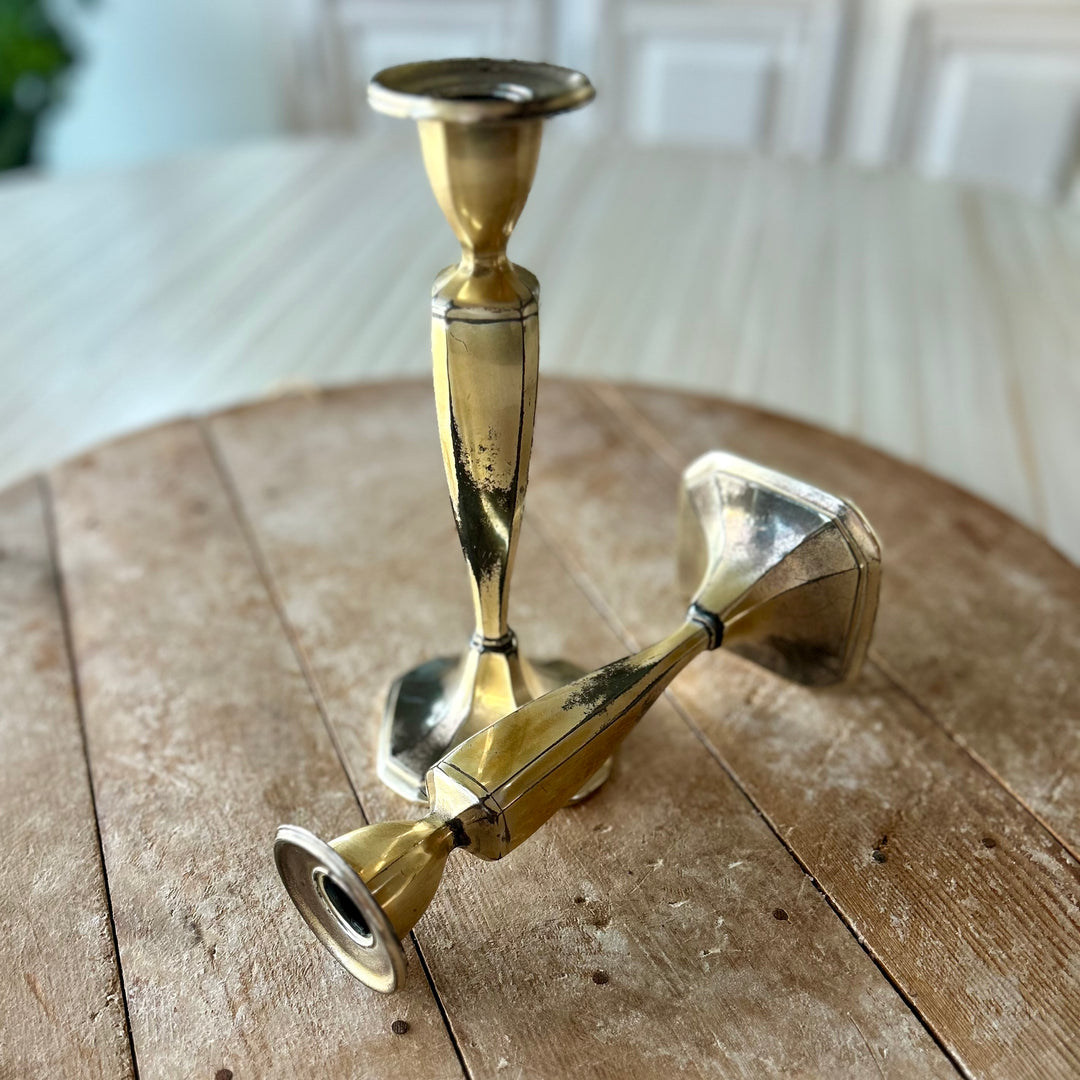 Antique Jennings Brothers Quadruple-Plate Candlesticks, c. 1910