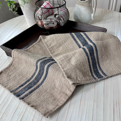 French grain sack with traditional blue stripes