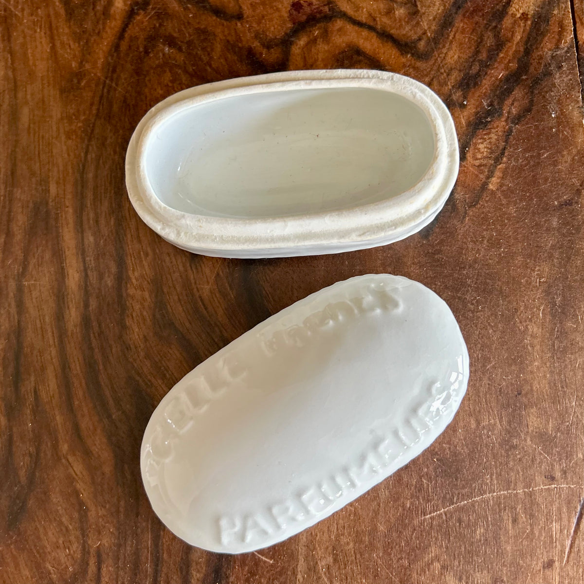 Victorian Rimmel’s Perfume Pomade Box | Antique White Ceramic Vanity Box