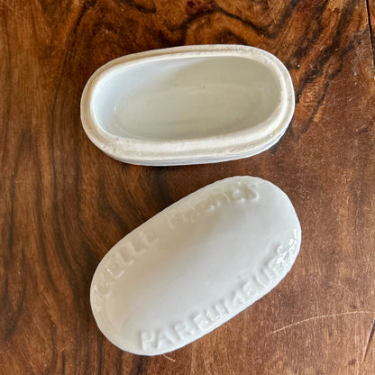 Victorian Rimmel’s Perfume Pomade Box | Antique White Ceramic Vanity Box