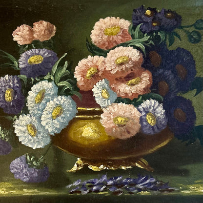 Antique European Floral Still Life Oil on Canvas