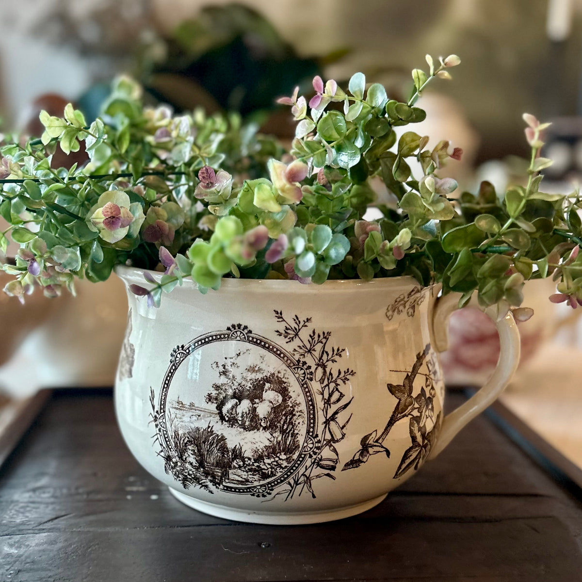 Antique Victorian Transferware Chamber Pot
England, Circa 1860-1890
