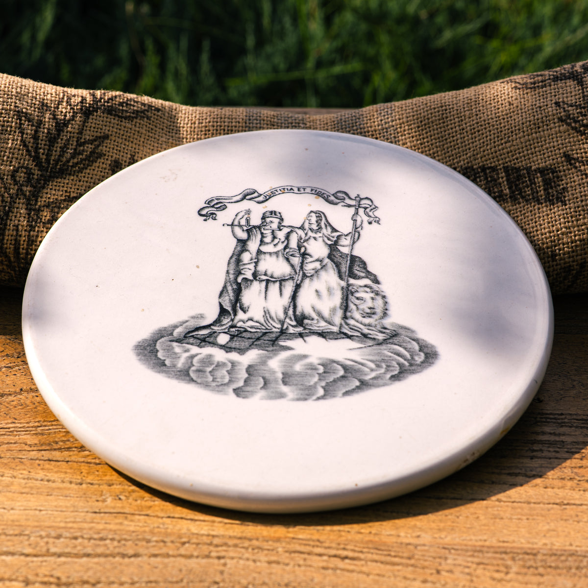 19th-Century French Faience Allegorical Plate