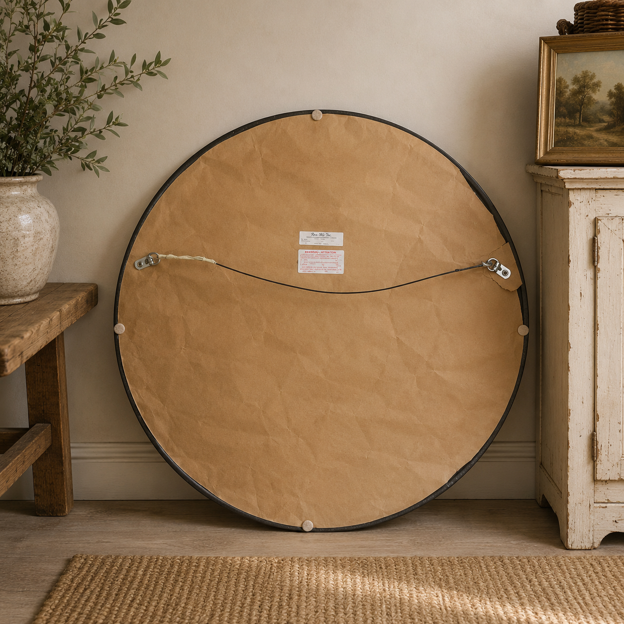 Vintage Ren-Wil Ornate Gilt Round Mirror 39”