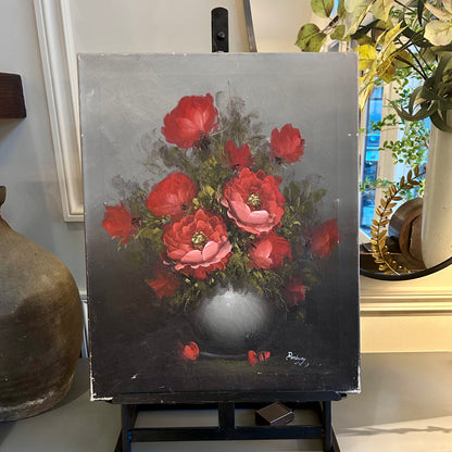 Vintage European Floral Still Life Oil Painting