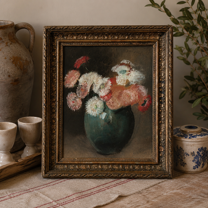 Antique Signed Watercolour Floral Still Life, Dated 1923 | Ornate Gilt Frame