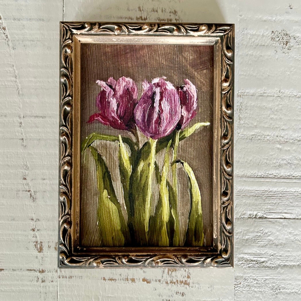 “tulips ii” 4x6"(Framed)