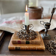 Vintage Spanish Wrought Iron Candlesticks, Pair