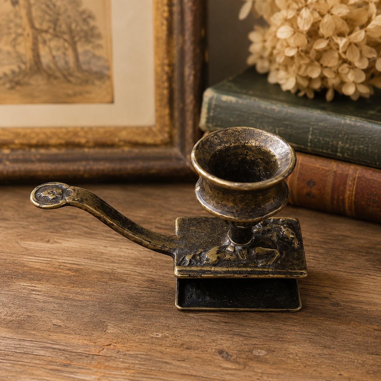 Vintage Brass Equestrian Horse & Rider Chamberstick
