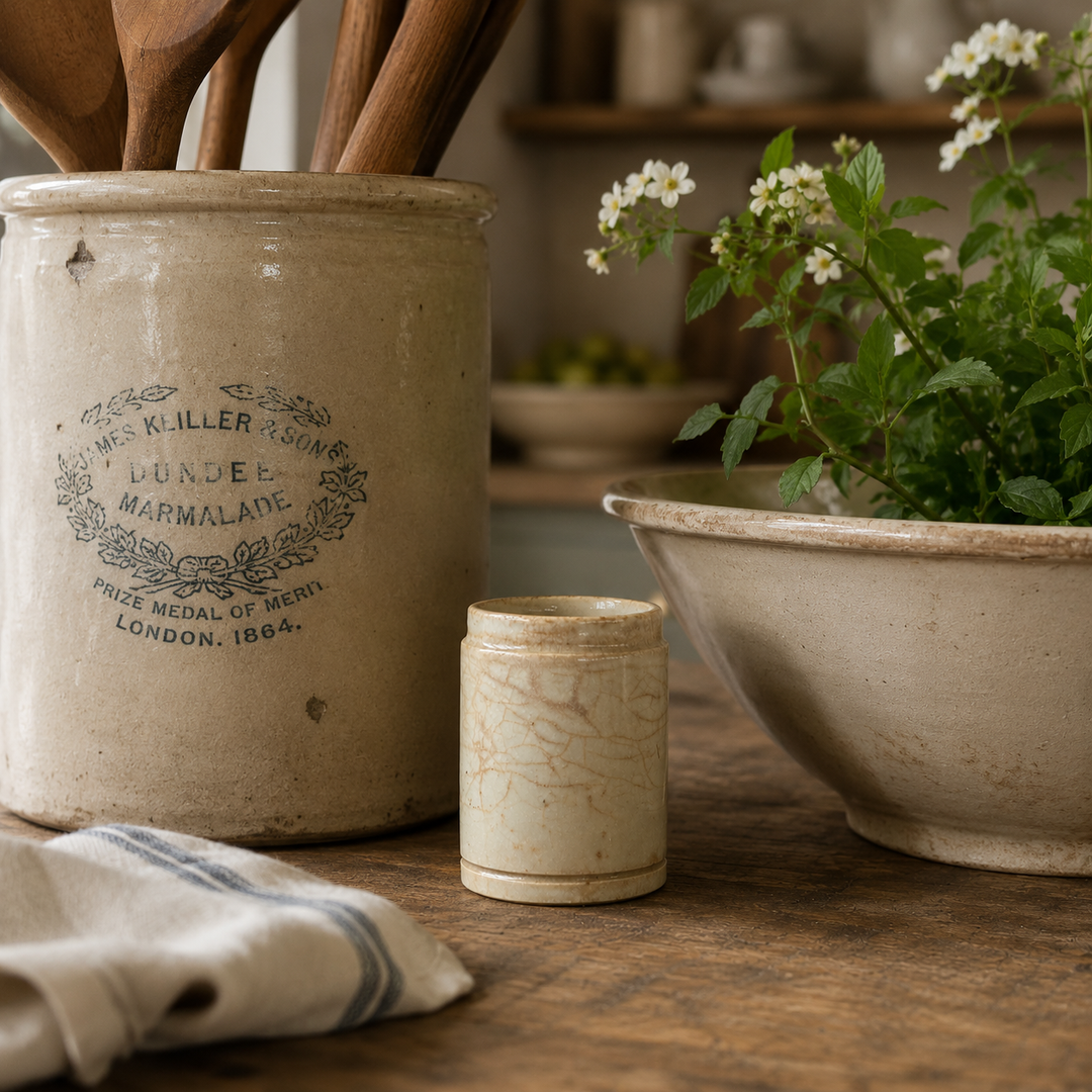 Antique French Sarreguemines Miniature Jam Pot
Circa 1895–1915