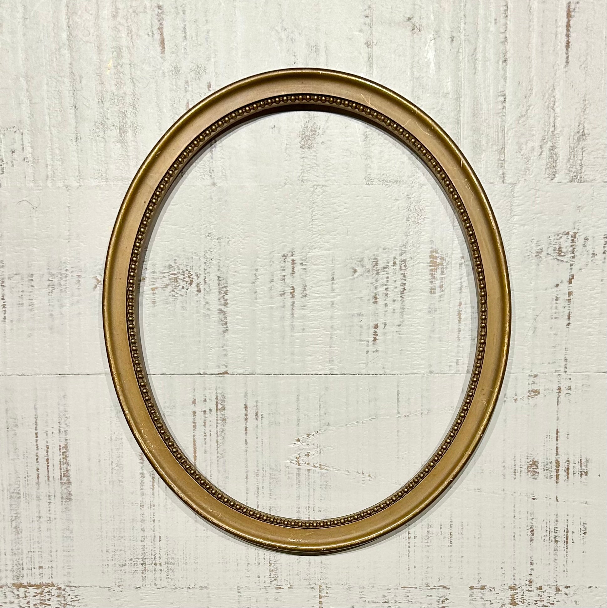Vintage Oval Wood Frame with Beaded Details