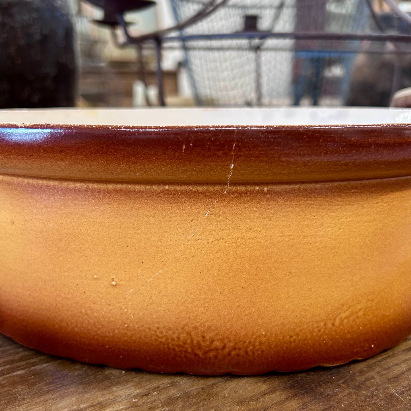 Vintage Belgian Caramel Glazed Stoneware Terrine