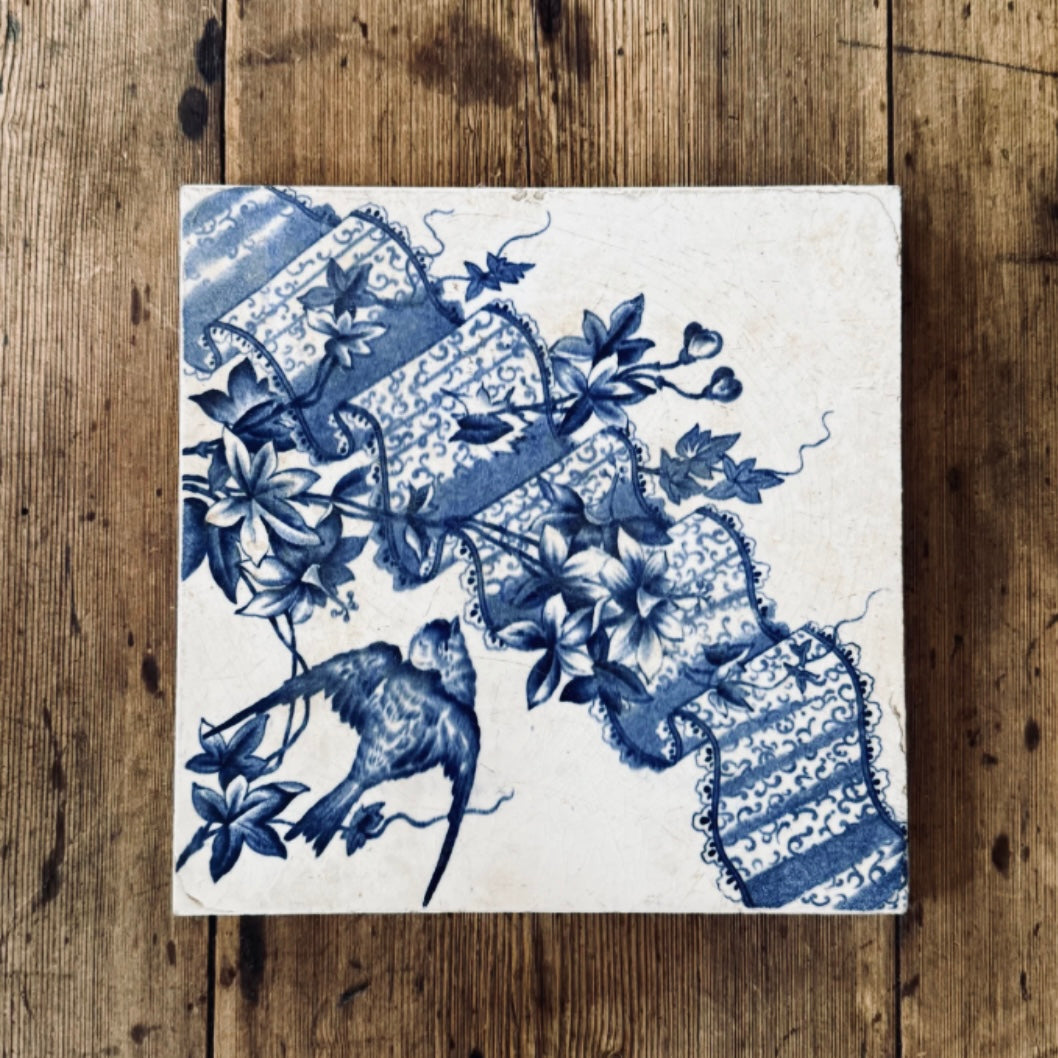 Antique Longwy Tile, France         (Circa.1880–1900)