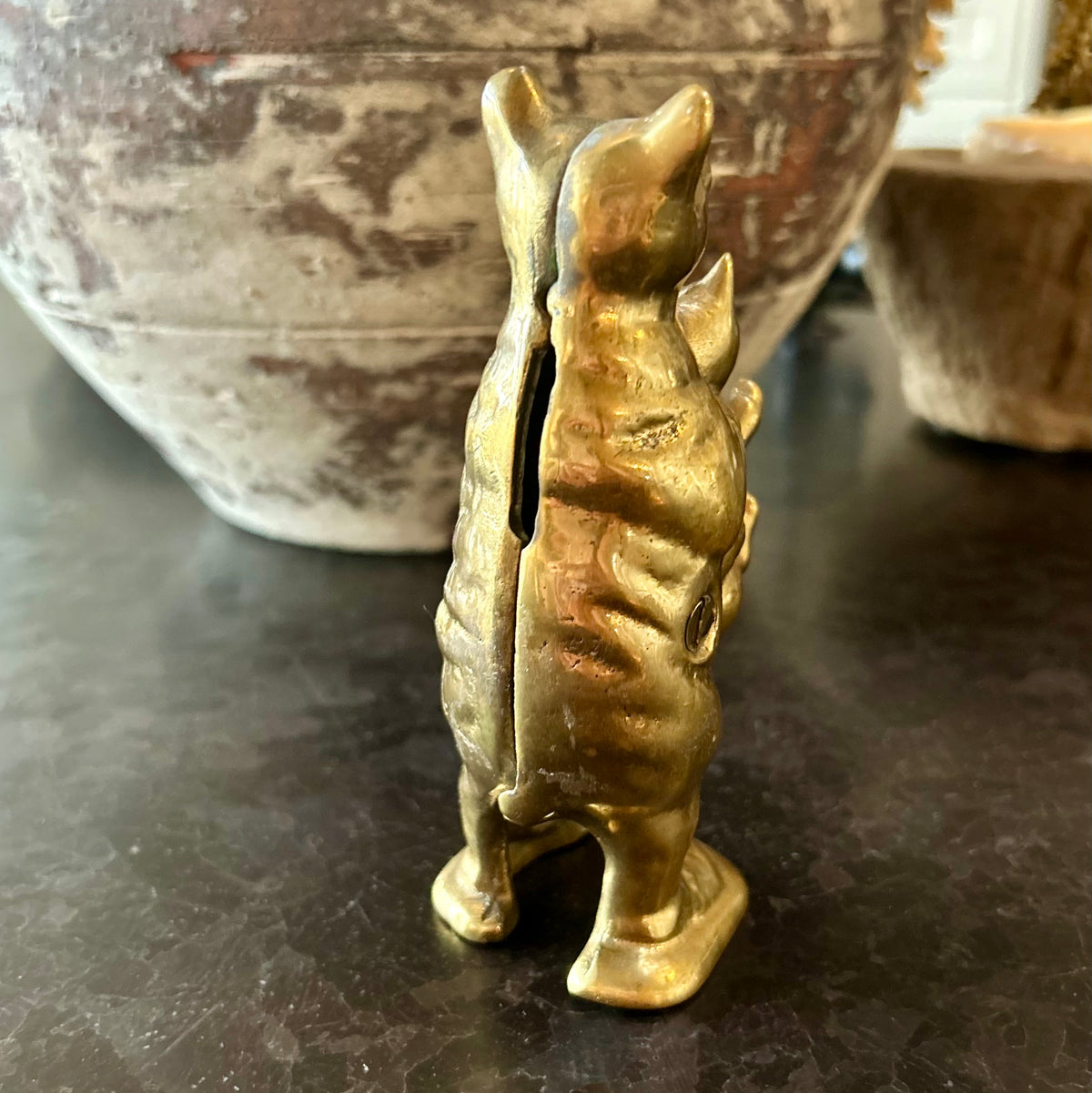 Brass bear & cub coin bank