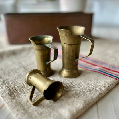 Antique 19th Century Graduated Brass Measures (Set of Three)