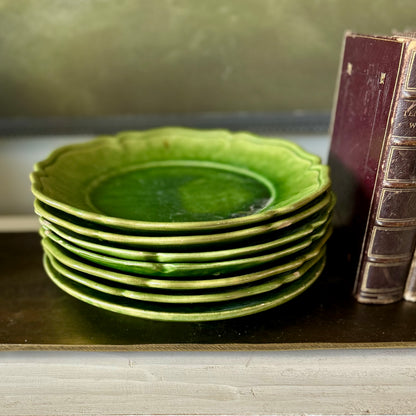 Collected Set of 11 Biot Provence Green Faïence Plates