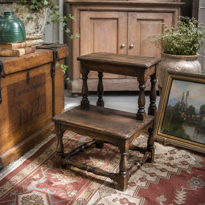 Antique English Oak Bed Step Stool