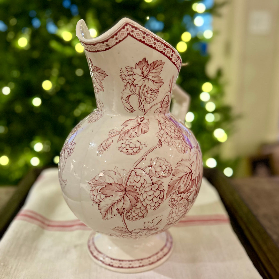 Vintage red transferware pitcher