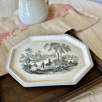 Vintage English Scenic Ironstone Platter c.1930s–1950s Wm Adams & Sons “Minuet”