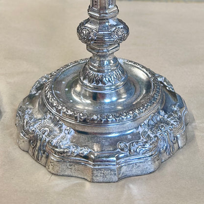 Pair of Vintage Silver-Plated Rococo Candlesticks