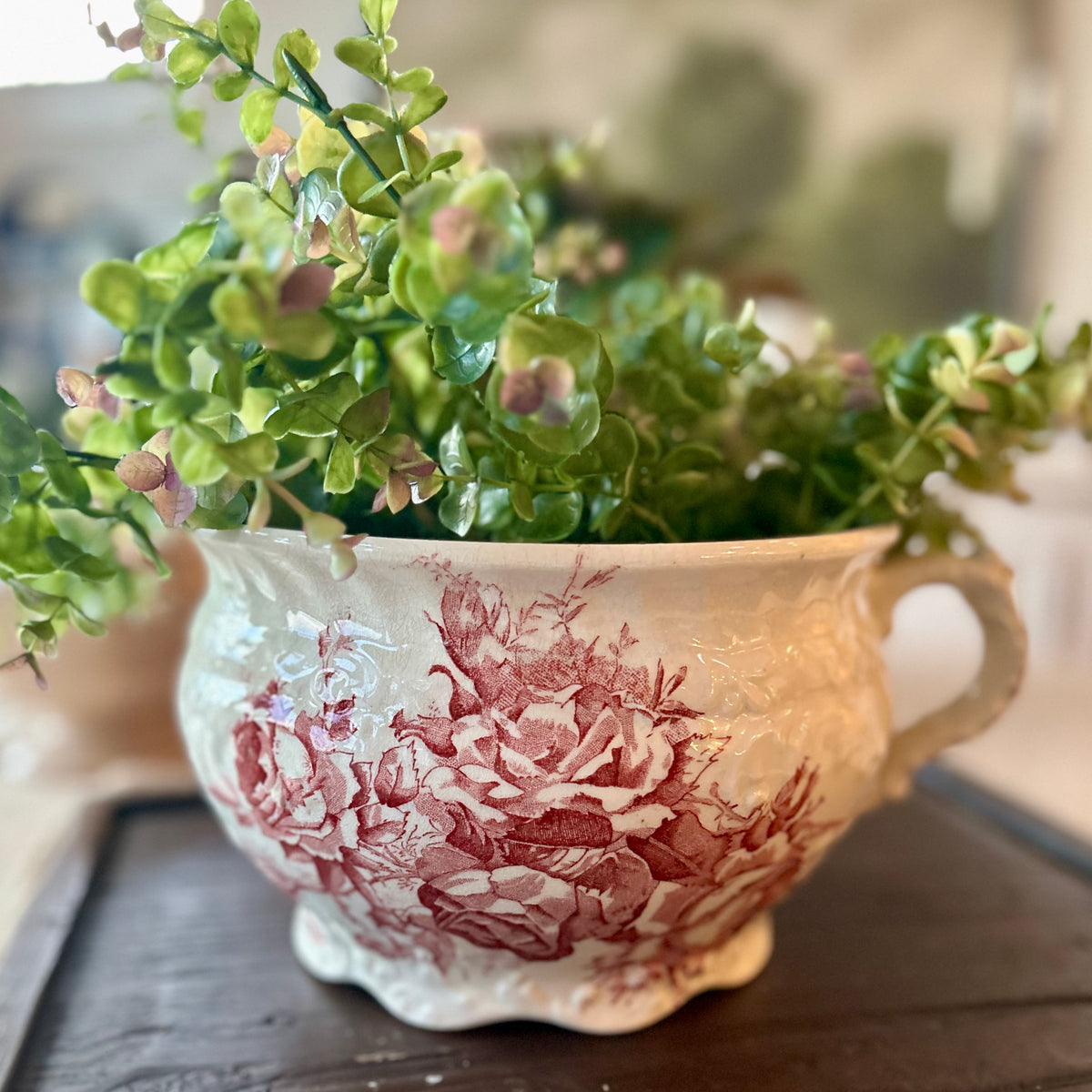 Antique English Red Transferware Chamber Pot
Circa 1880–1900