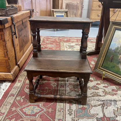 Antique English Oak Bed Step Stool