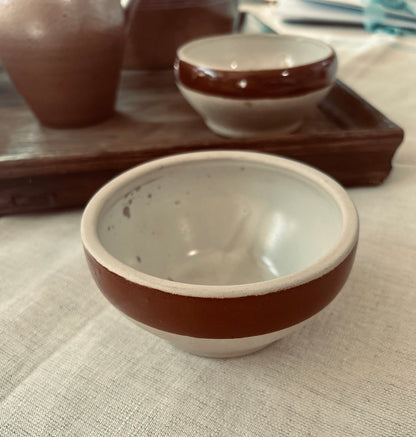 Vintage French Stoneware set of two Café au Lait bowls