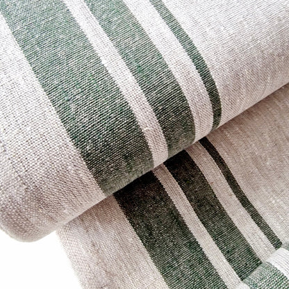 Rough Striped Linen Fabric - 100% linen flax