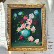 Vintage Original Oil on Canvas Floral Still Life