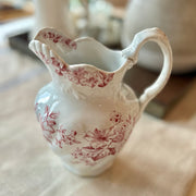 Victorian red transferware pitcher